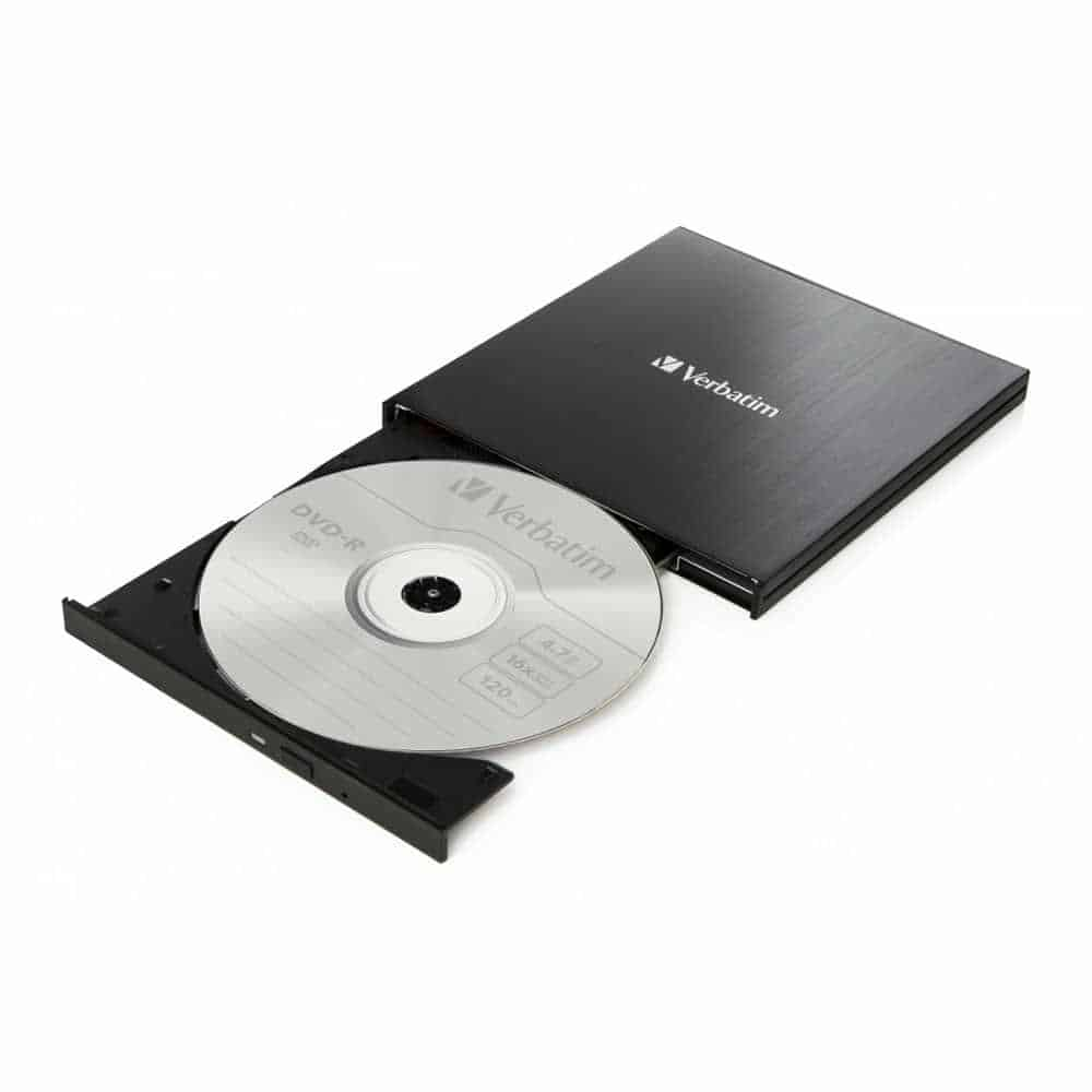 Verbatim External Slim x8 CD-DVD MDISC Writer USB Type C-A Bkack PC-MAC